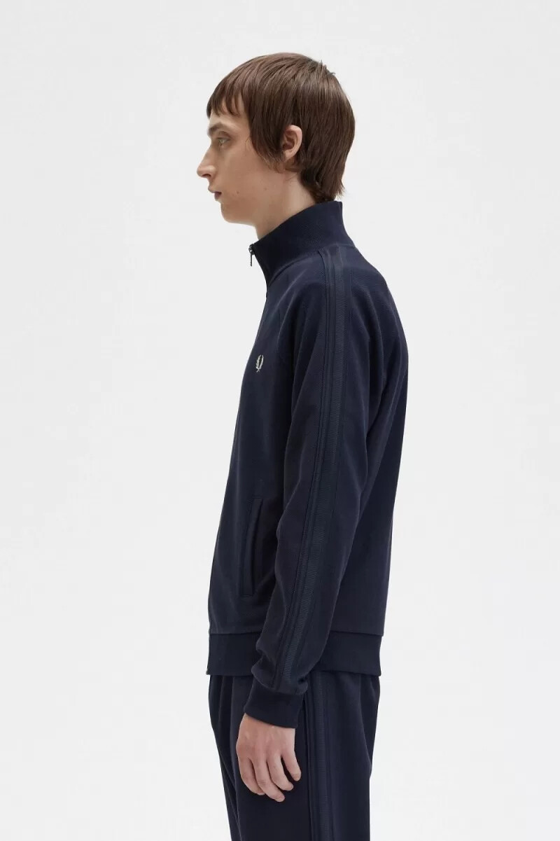 fred perry stickad tape herr träningsjacka marinblå