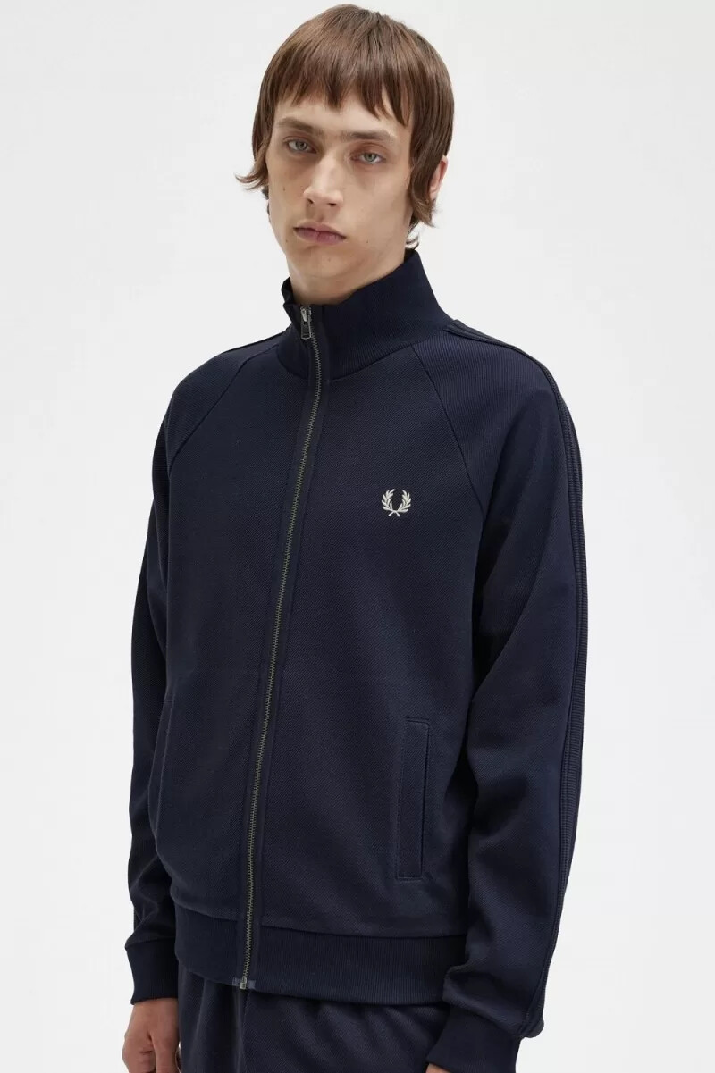 fred perry stickad tape herr träningsjacka marinblå
