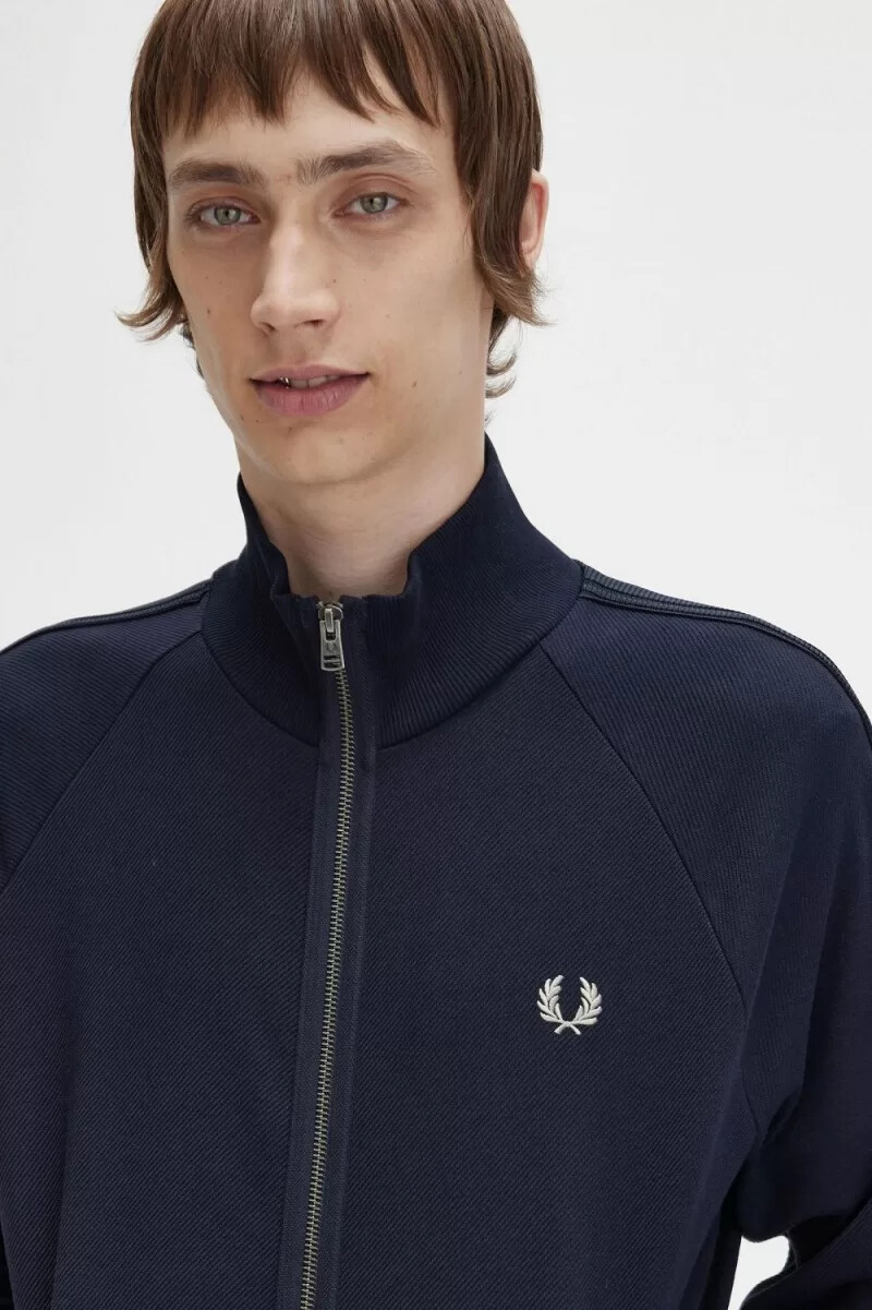 fred perry stickad tape herr träningsjacka marinblå