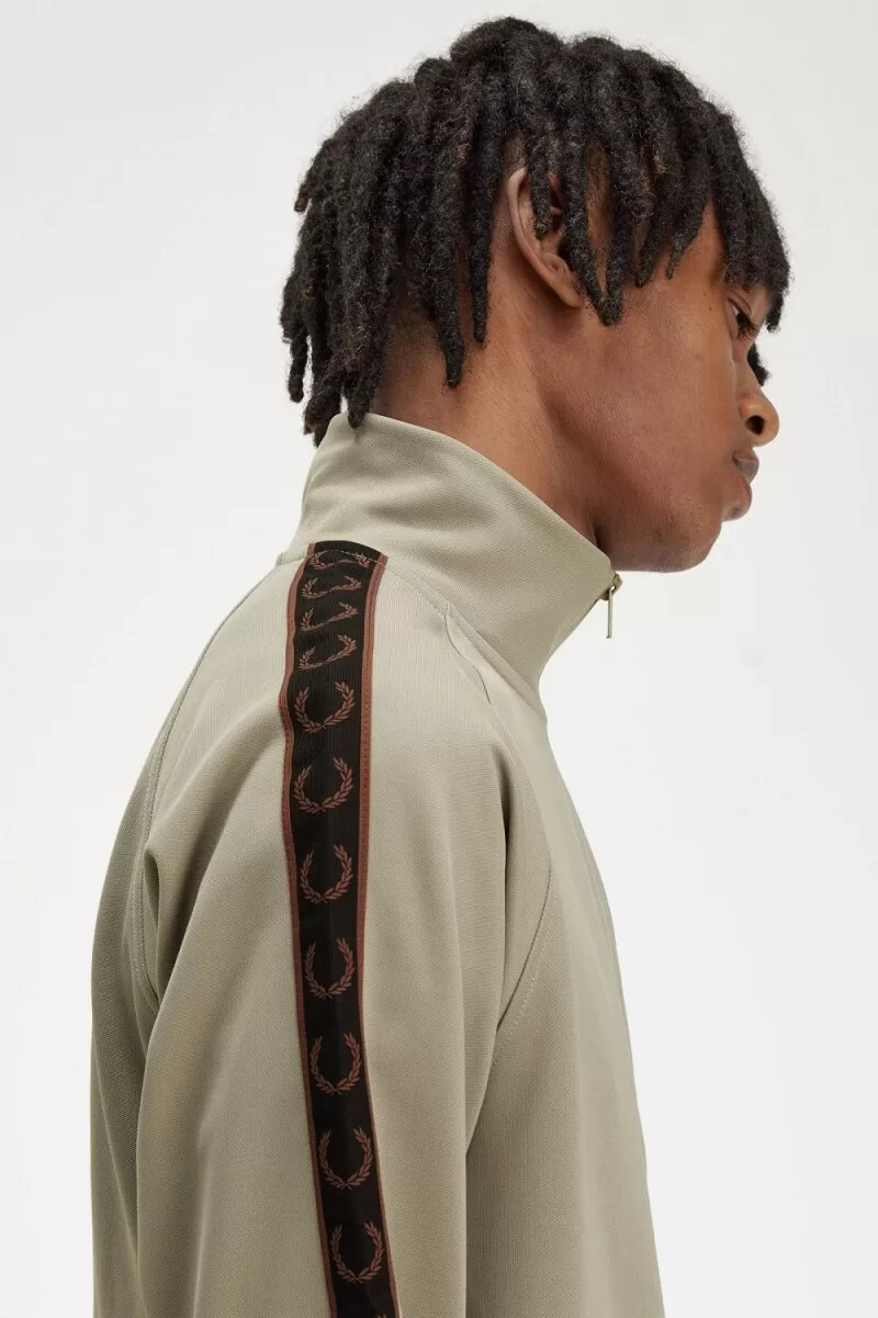 fred perry contrast tape herr träningsjackor varm grå mörkröd