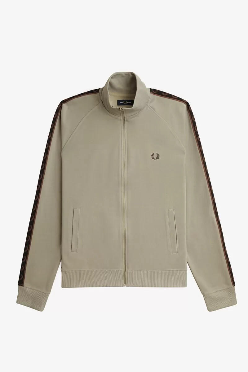 fred perry contrast tape herr träningsjackor varm grå mörkröd