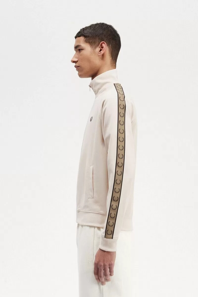 fred perry contrast tape herr träningsjackor havregryn brun