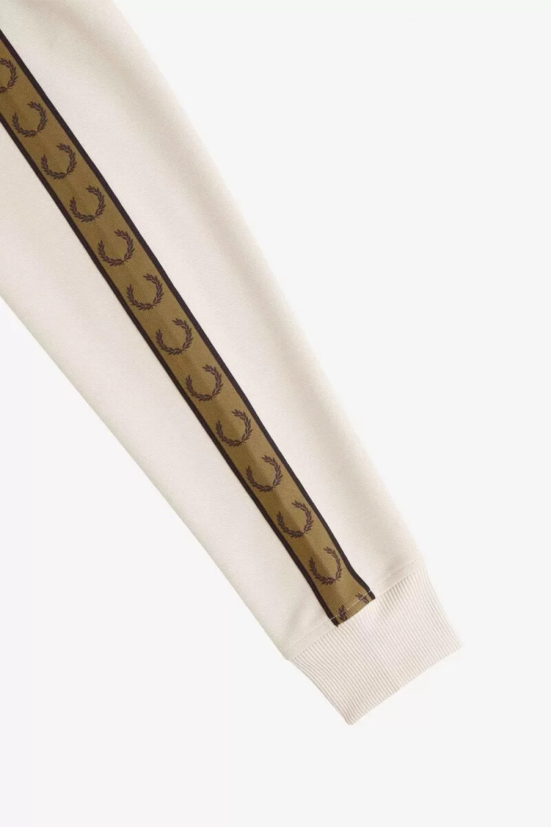 fred perry contrast tape herr träningsjackor havregryn brun
