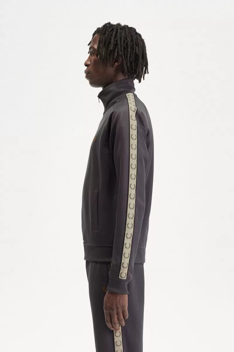 fred perry contrast tape herr träningsjackor anchor grå svart