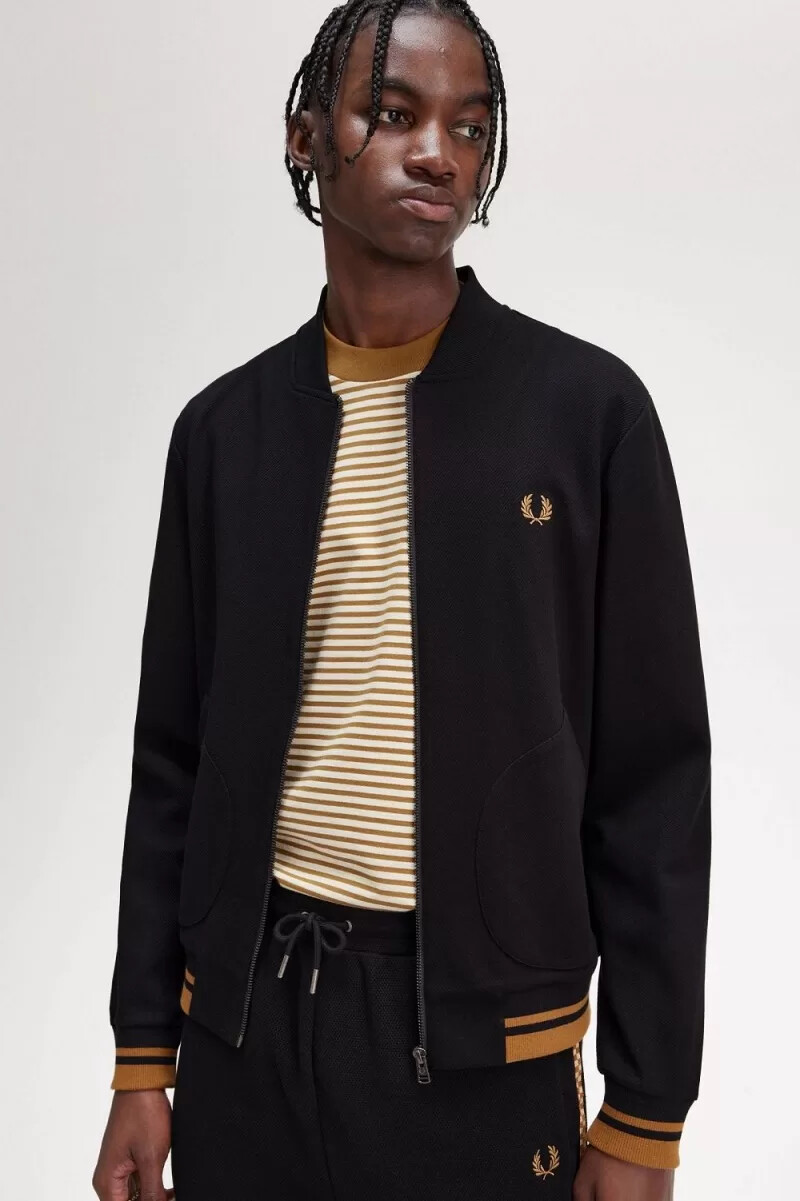 fred perry tipped detalj herr träningsjackor svarta