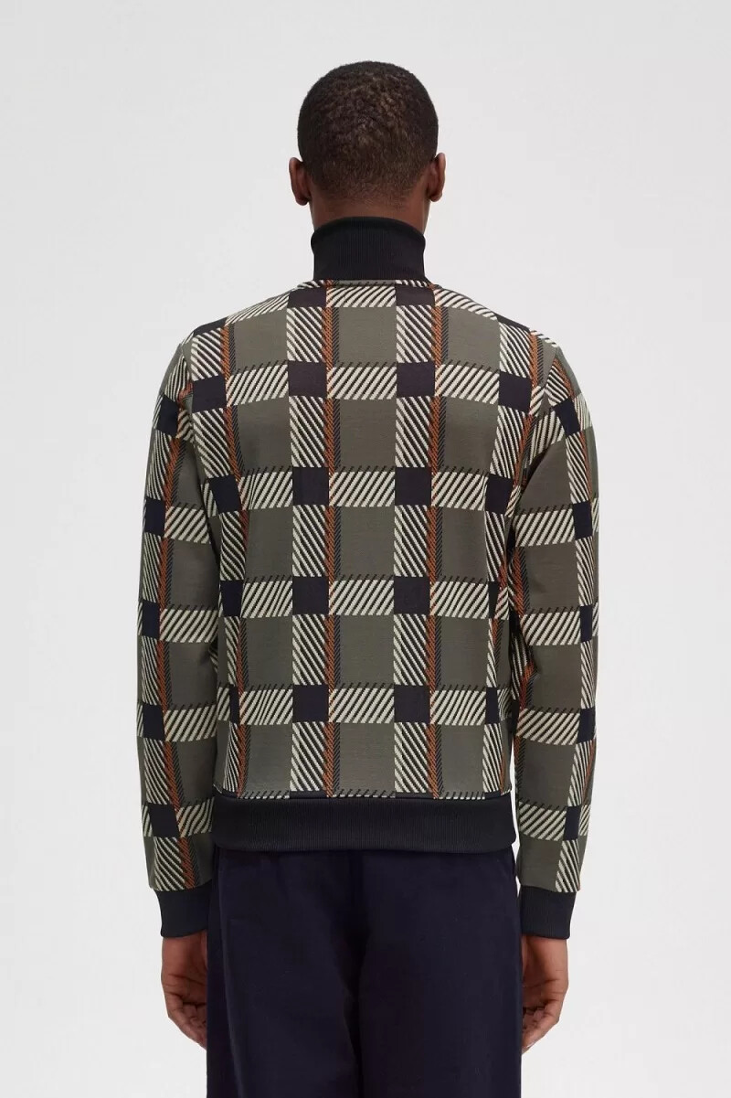 fred perry glitch tartan herr träningsjackor field green