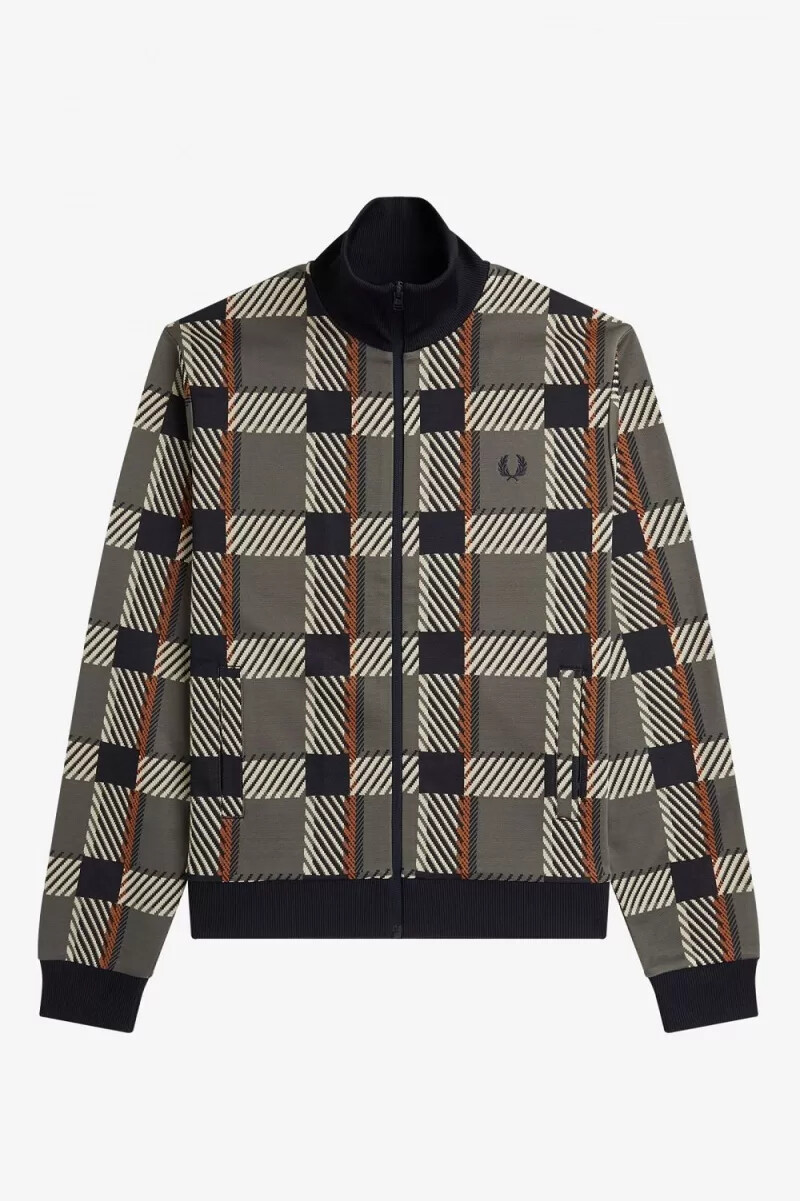 fred perry glitch tartan herr träningsjackor field green