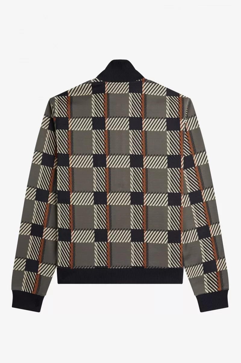 fred perry glitch tartan herr träningsjackor field green