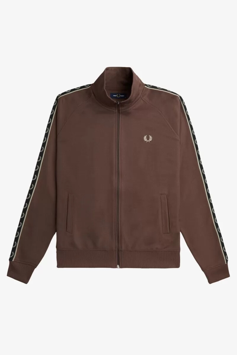 fred perry contrast tape herr träningsjackor mörkröd varm grå