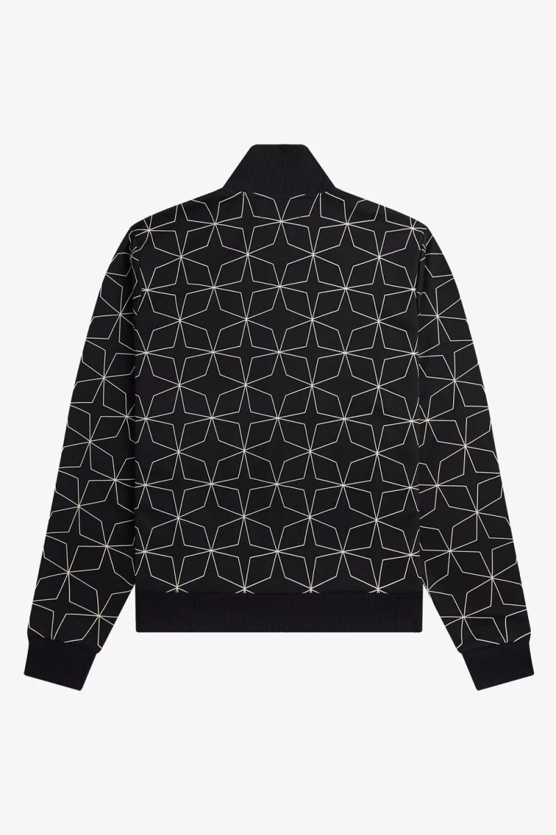 fred perry geometriskt mönstrat träningsjacka herr svart