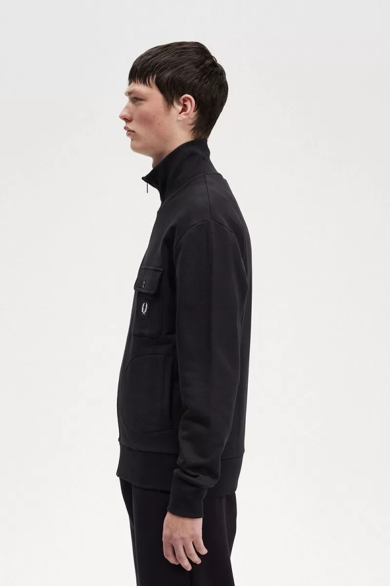 fred perry funnel neck herr träningsjackor svarta