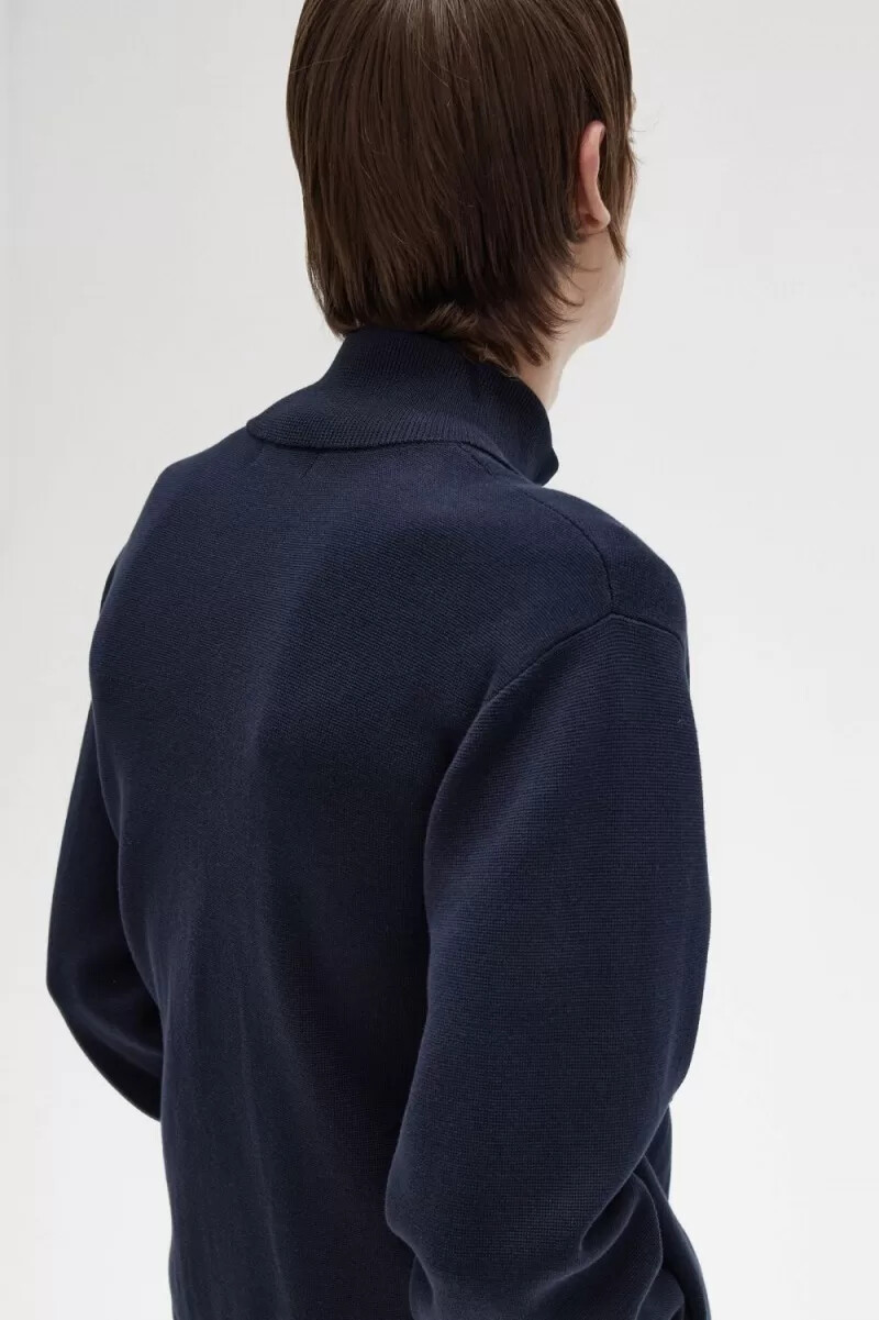 fred perry stickade herr träningsjackor marinblå