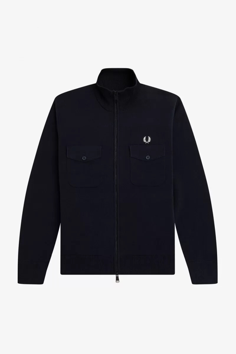 fred perry stickade herr träningsjackor marinblå