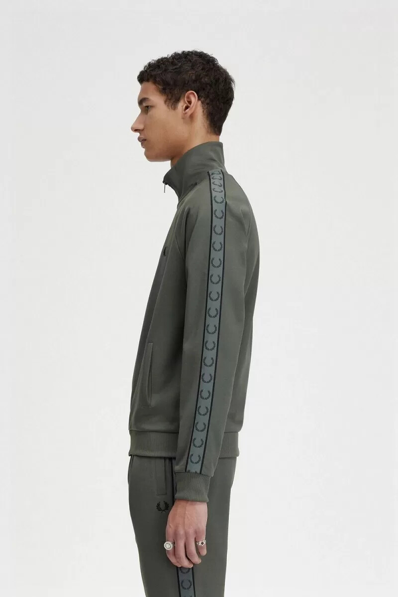 fred perry contrast tape herr träningsjackor field green black
