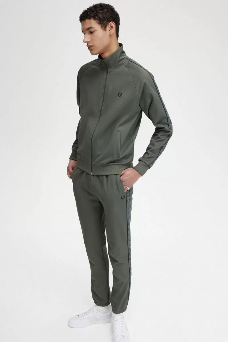 fred perry contrast tape herr träningsjackor field green black
