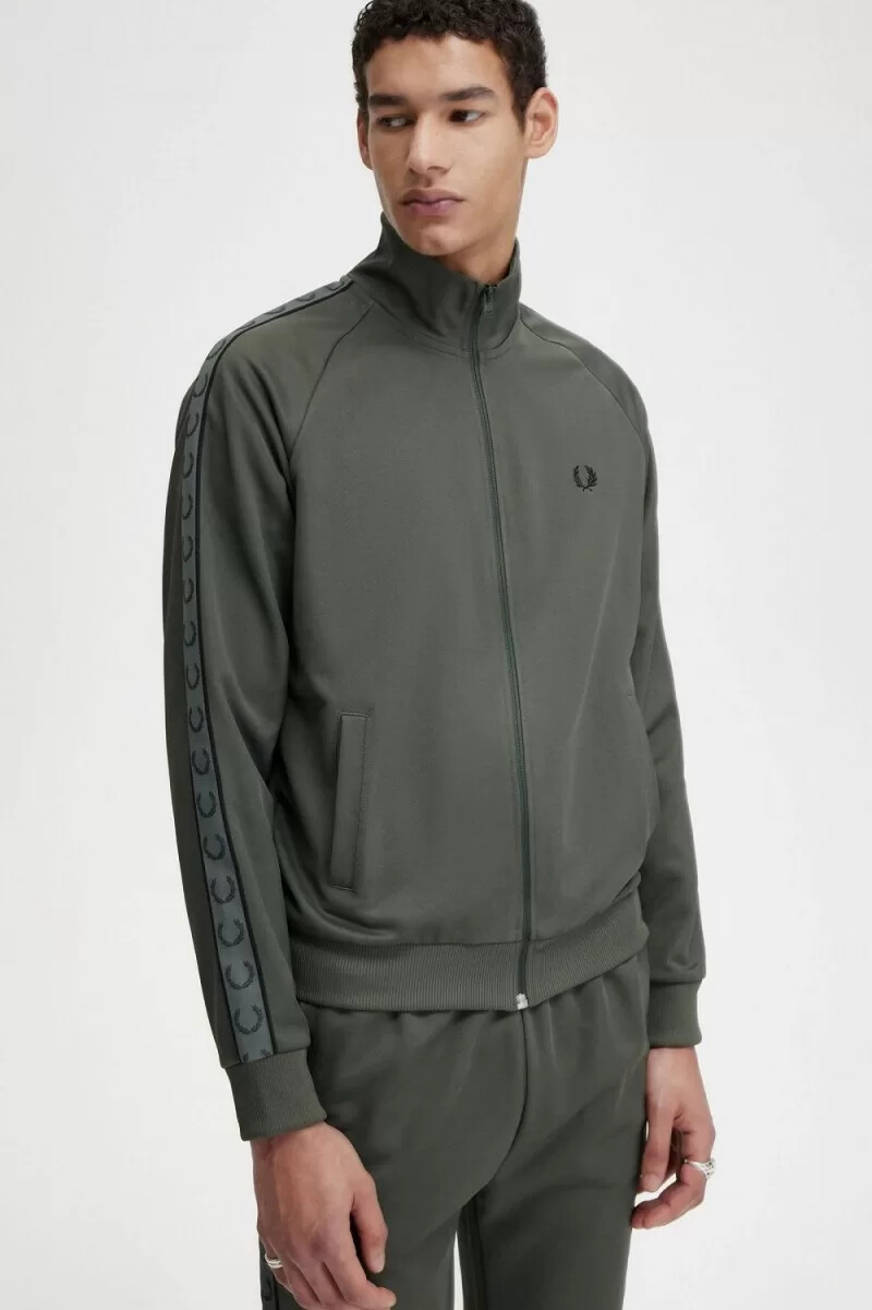 fred perry contrast tape herr träningsjackor field green black