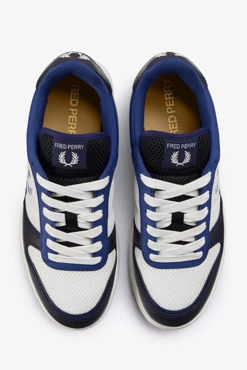 fred perry b300 herr sneakers shaded cobalt ljusbeige