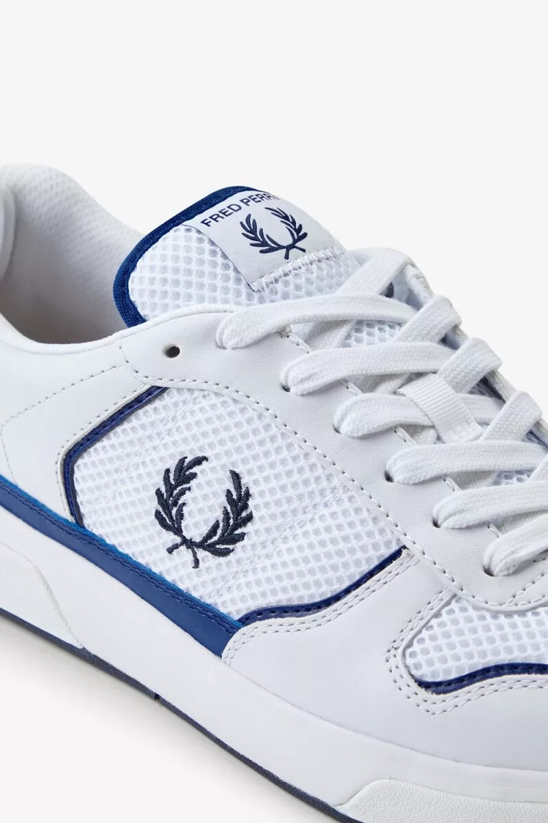fred perry b300 herr sneakers vita marinblå