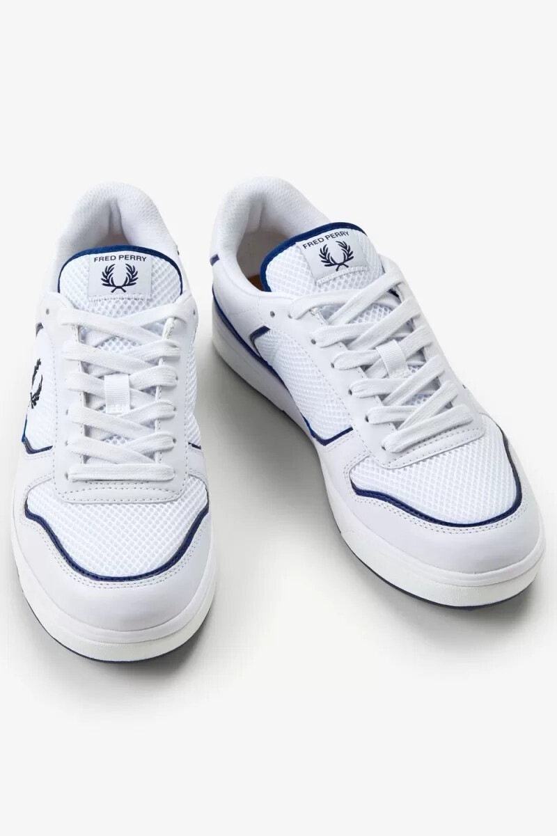 fred perry b300 herr sneakers vita marinblå