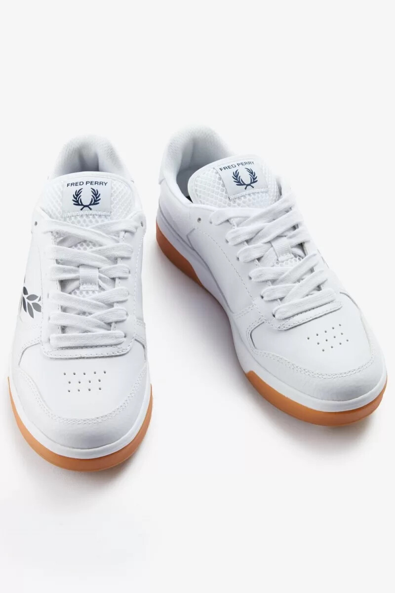 fred perry b300 herr sneakers vita marinblå