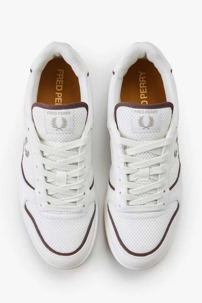 fred perry b300 herr sneakers snövit varmgrå