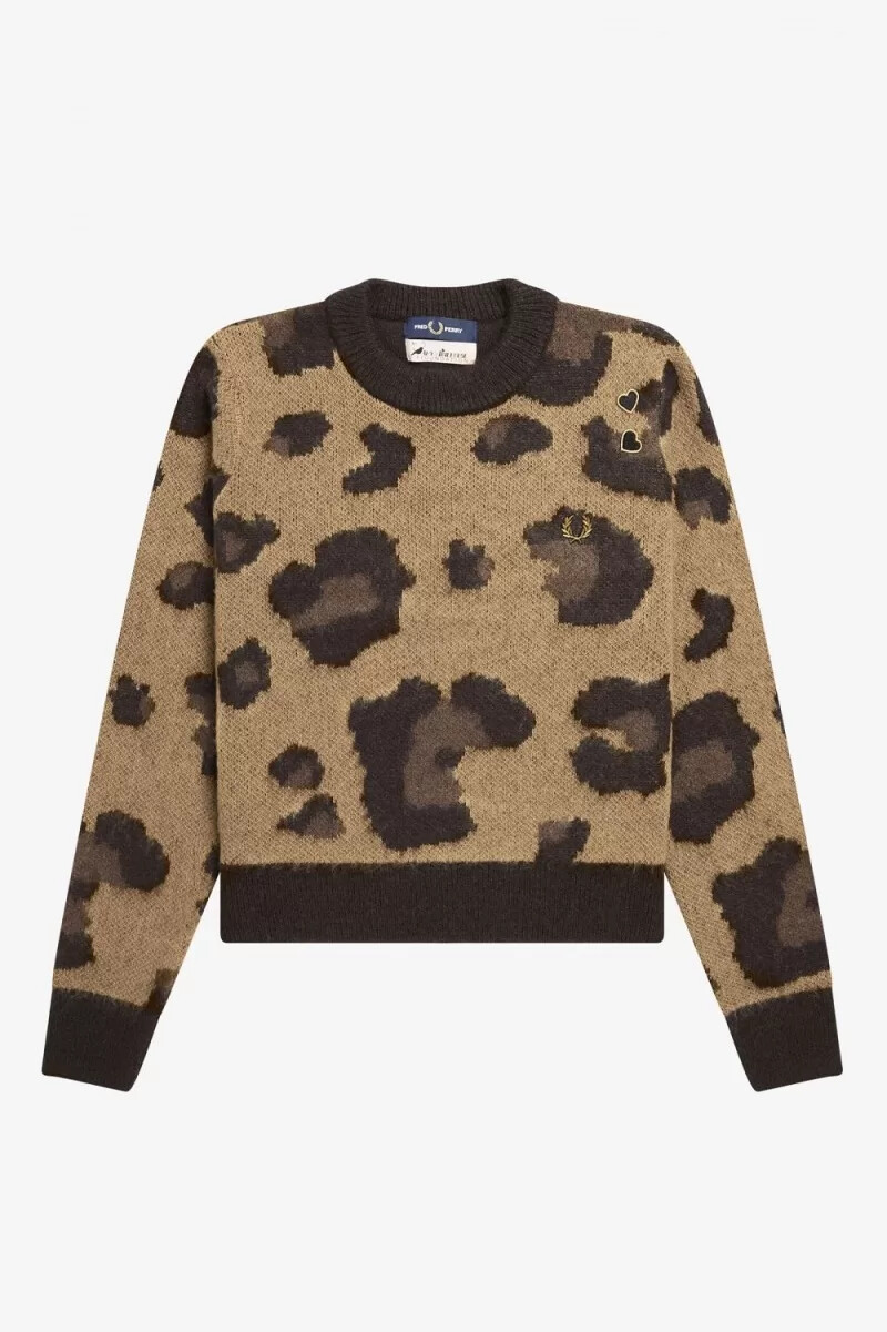 fred perry leopard damtröja tonal leopard