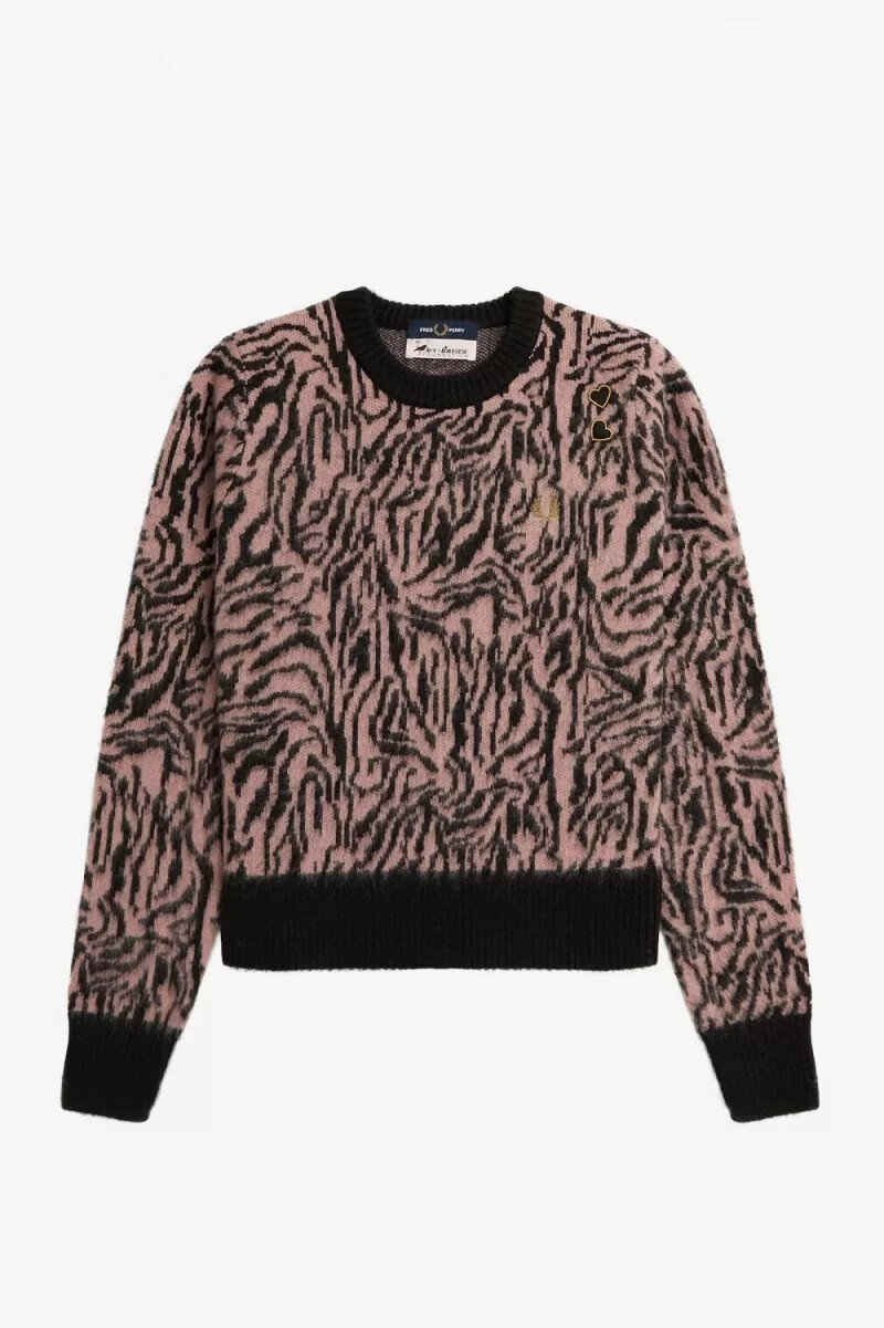 fred perry zebra damtröja dusty rose rosa