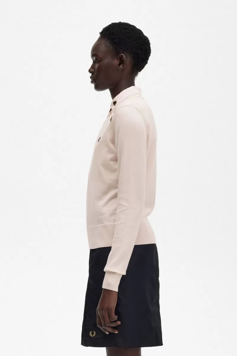 fred perry broderad damtröja mjölkrosa