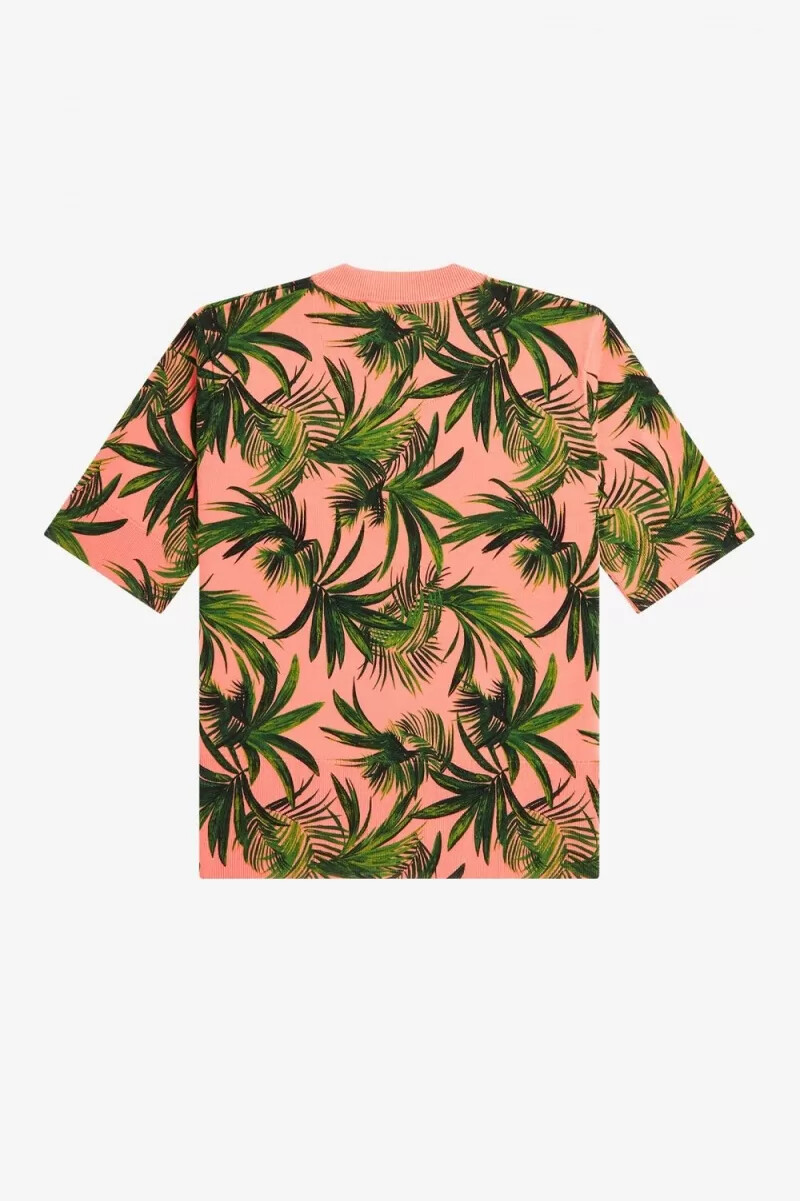 fred perry palm print damtröja coral heat