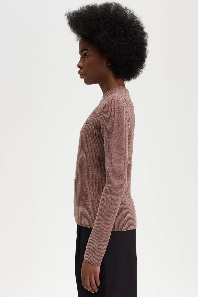 fred perry chenille rib damtröja mörkrosa