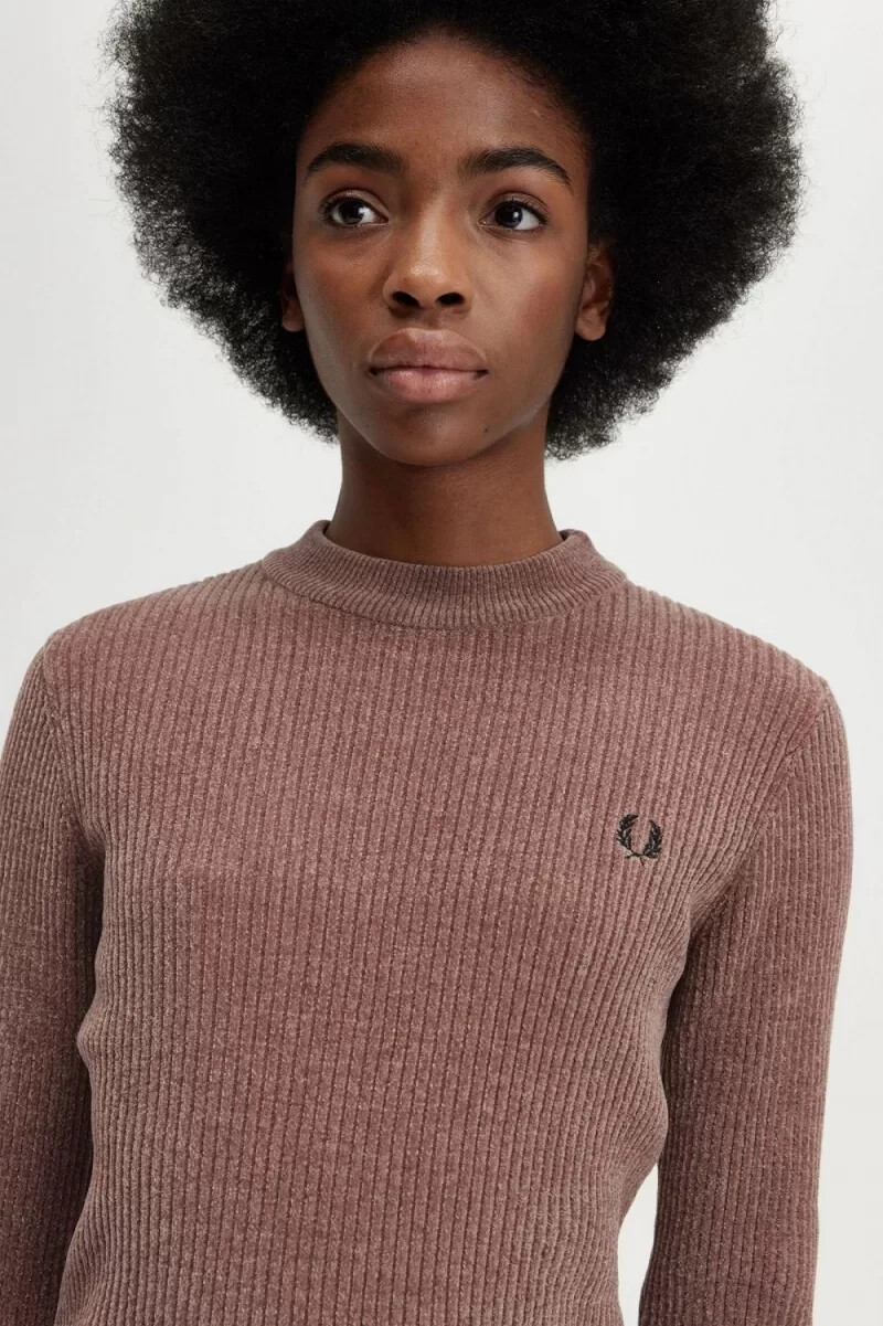 fred perry chenille rib damtröja mörkrosa