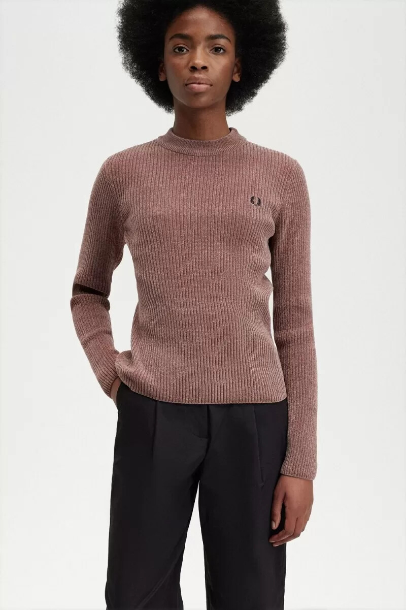 fred perry chenille rib damtröja mörkrosa