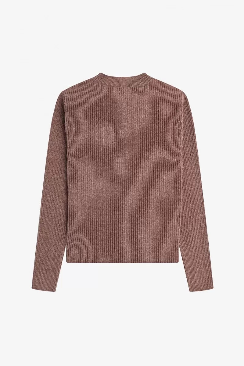 fred perry chenille rib damtröja mörkrosa