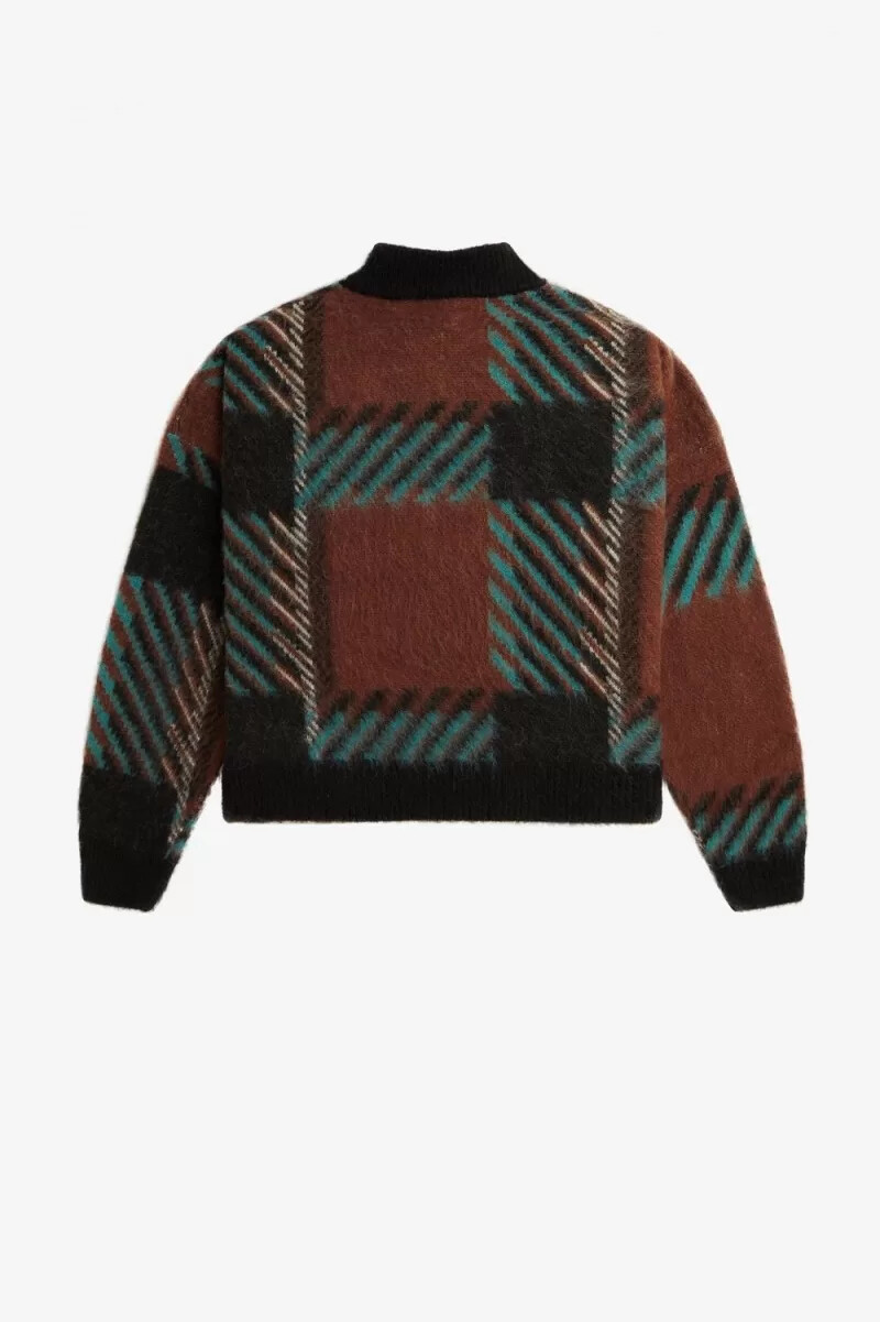 fred perry glitch tartan damtröja whiskybrun