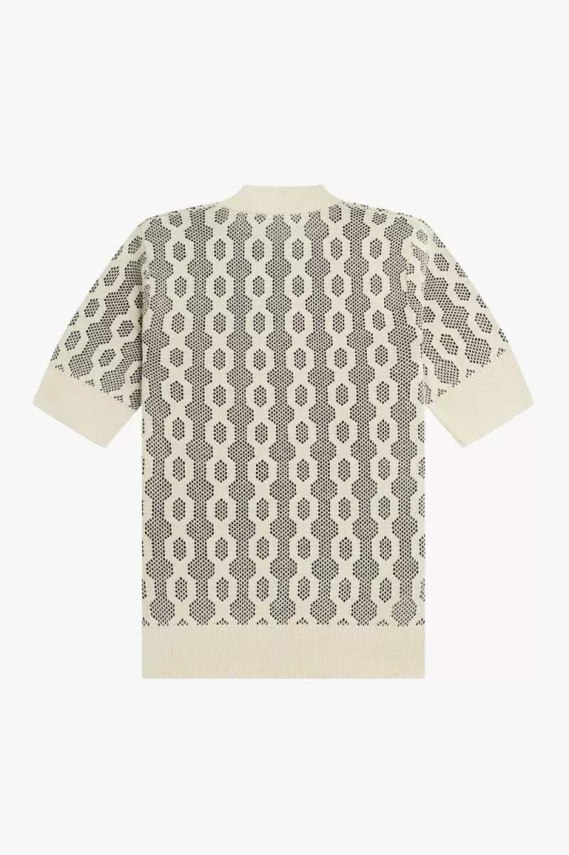 fred perry öppenstickad kortärmad damtröja havregryn
