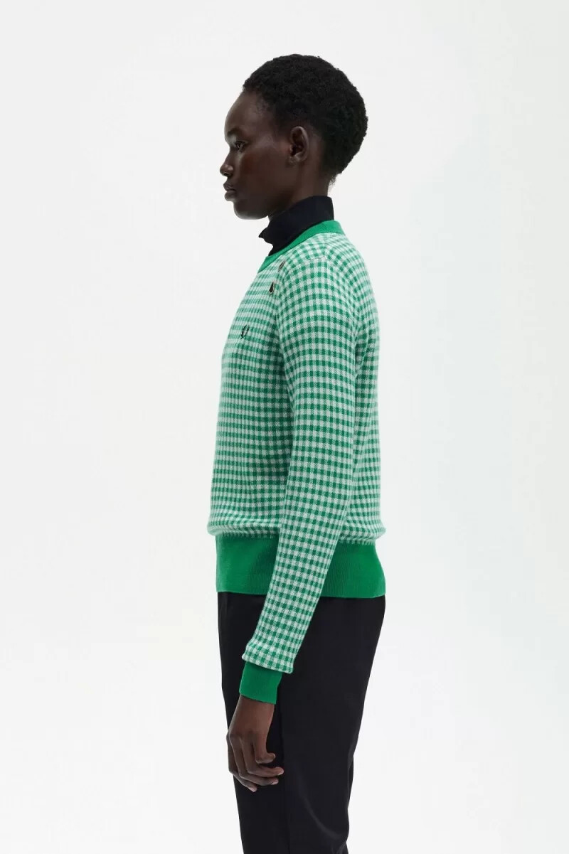 fred perry gingham damtröja grön