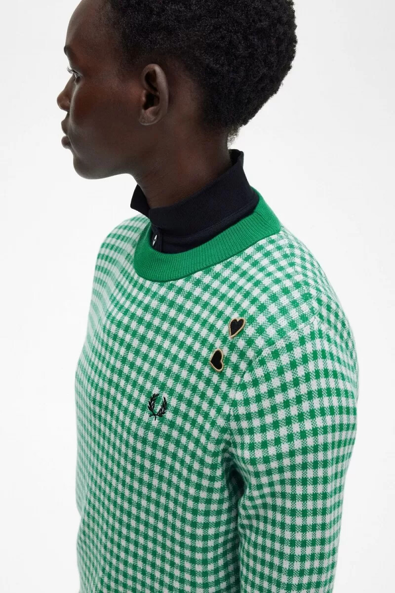 fred perry gingham damtröja grön