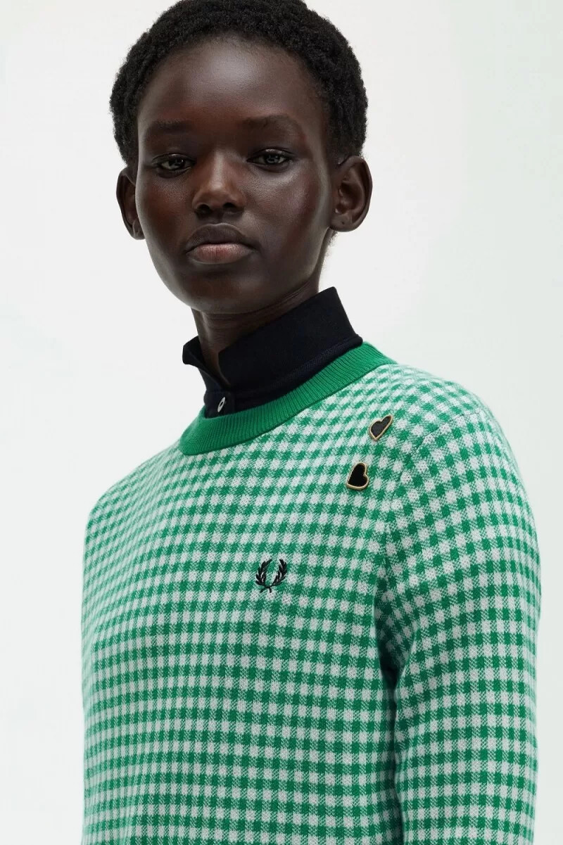 fred perry gingham damtröja grön