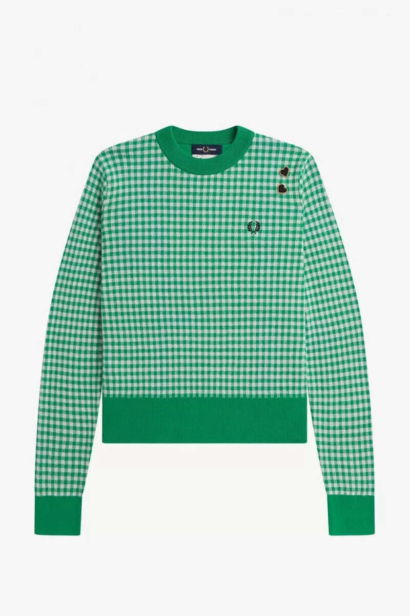 fred perry gingham damtröja grön