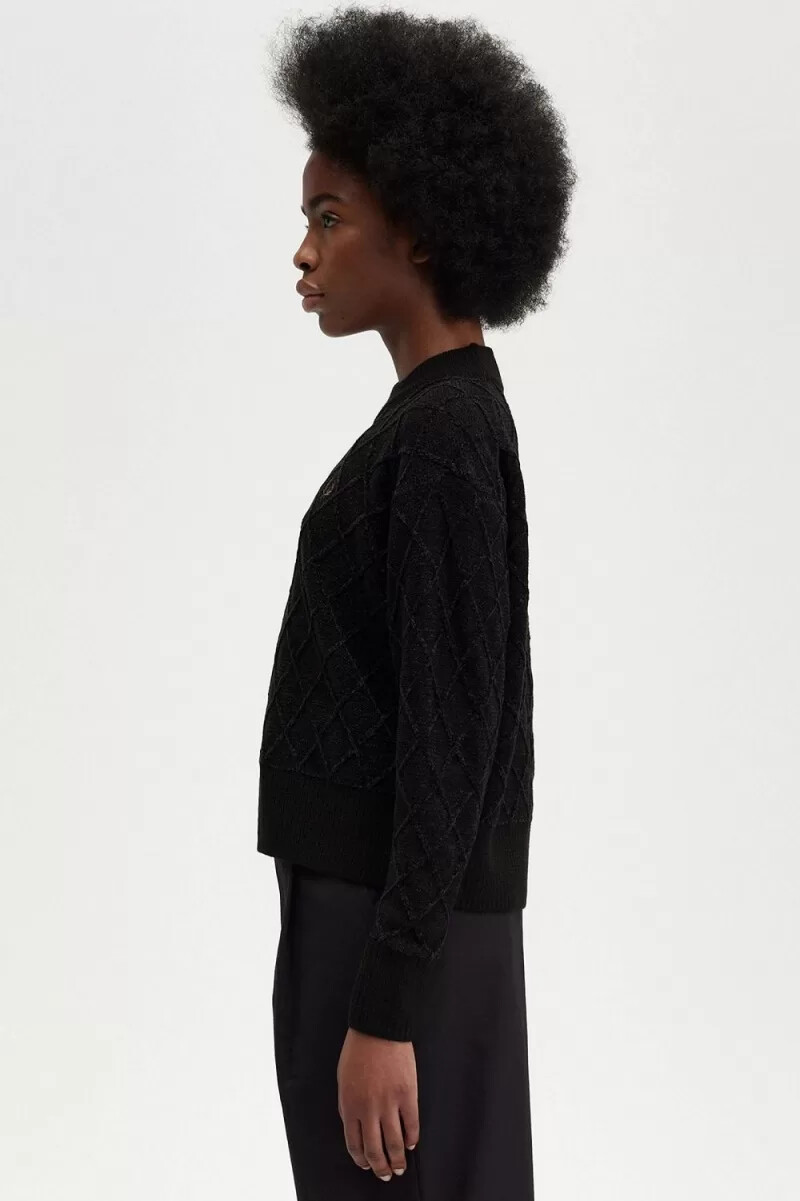 fred perry chenille grid damtröja svart