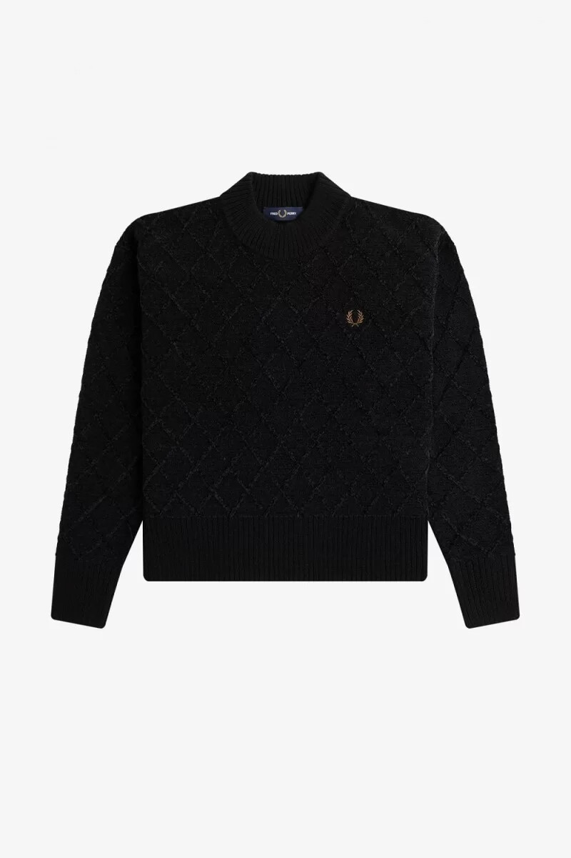 fred perry chenille grid damtröja svart
