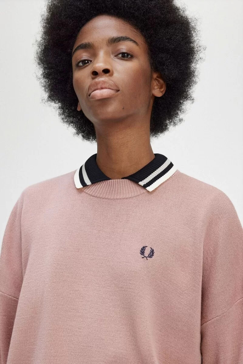 fred perry colour block damtröja dusty rose rosa