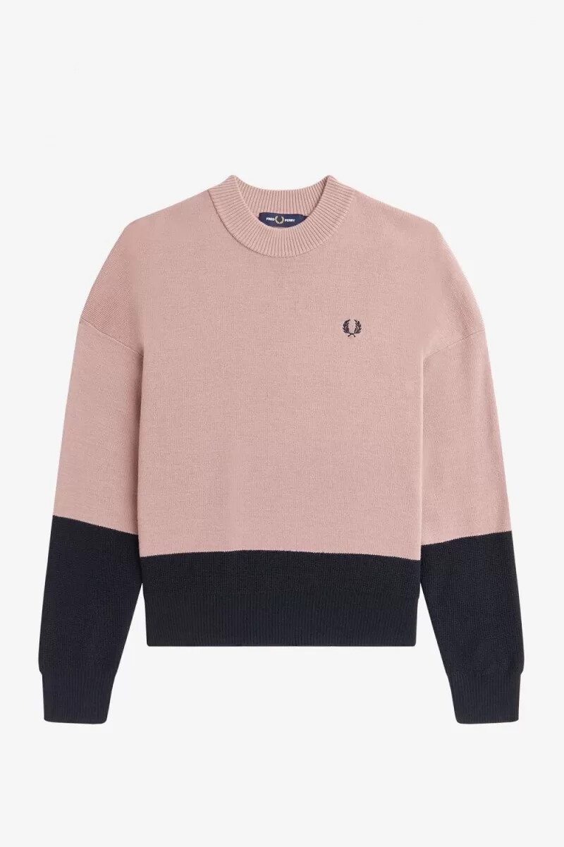 fred perry colour block damtröja dusty rose rosa