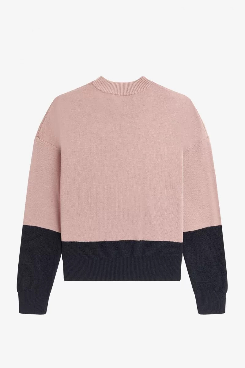 fred perry colour block damtröja dusty rose rosa