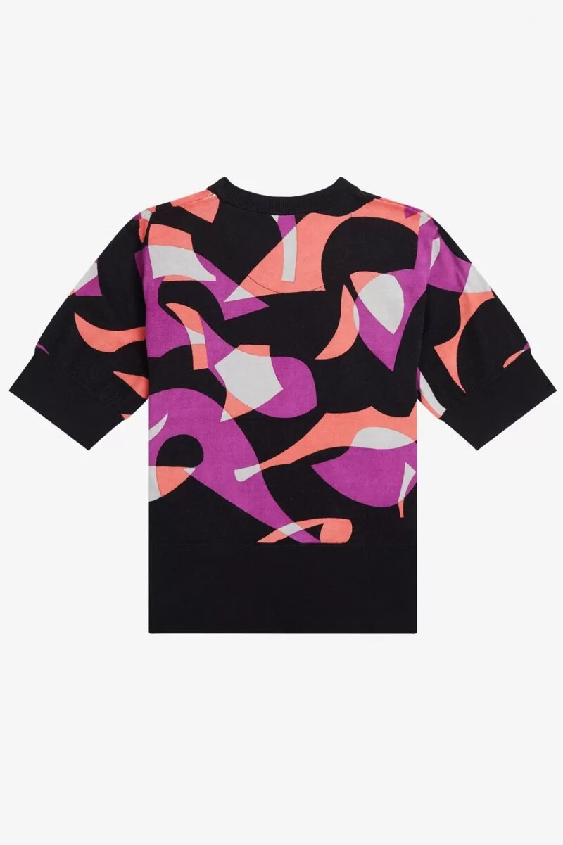 fred perry abstract kortärmad damtröja svart