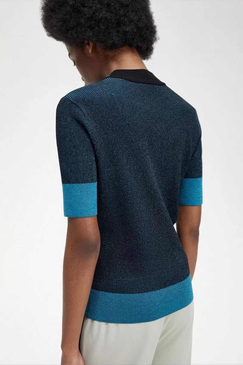 fred perry contrast rib kortärmad damtröja svart