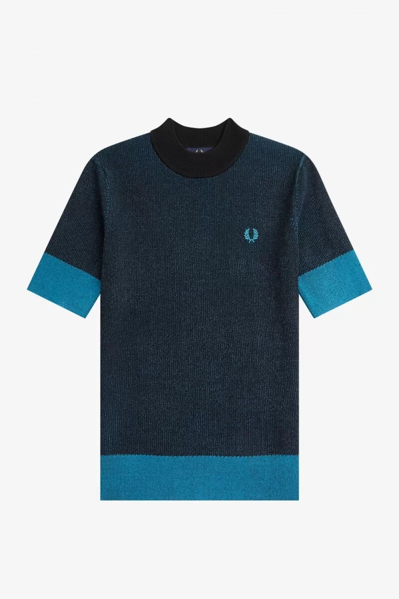 fred perry contrast rib kortärmad damtröja svart