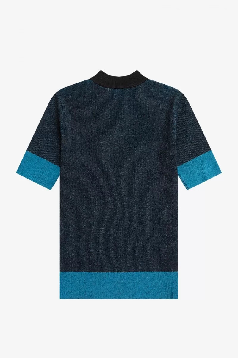 fred perry contrast rib kortärmad damtröja svart