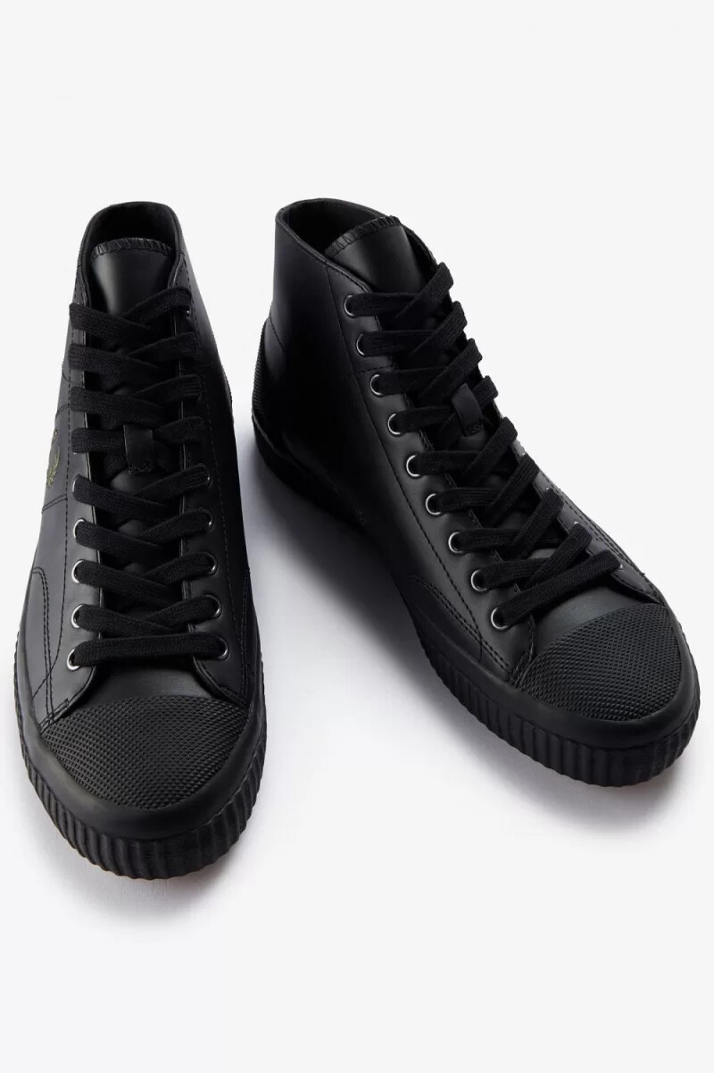 fred perry mid hughes dam plimsolls svart uniform grön