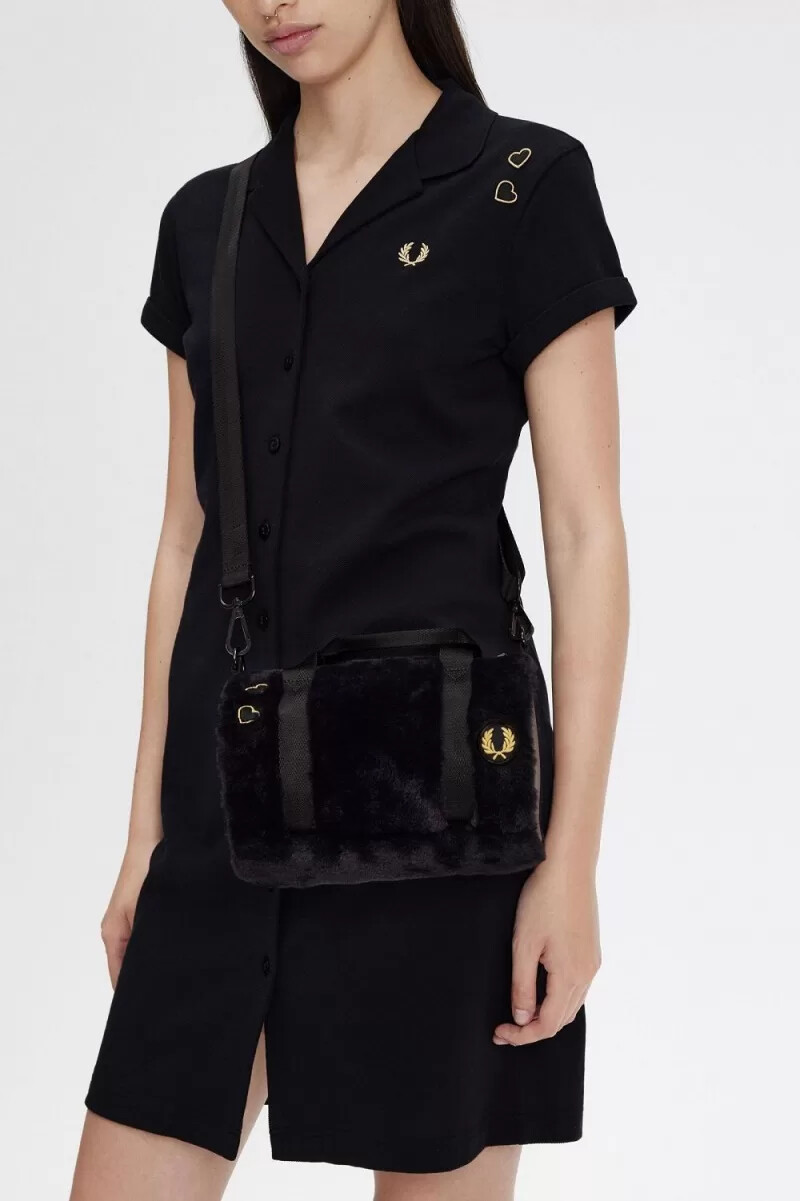 fred perry mini barrel damväskor svarta
